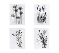 arriettycraft 4 unids/set diente de león lavanda flores hojas sellos de goma transparente sello/sello scrapbook/foto decorativo tarjeta hacer sello transparente