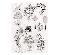 arriettycraft Año Nuevo chino japonés estilo retro mujeres linterna grúa torre bambú claro sellos para hacer tarjetas decoración y bricolaje Scrapbooking
