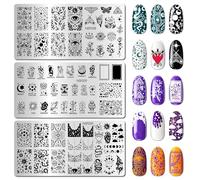 arriettycraft Juego de 3 platos mágicos para estampado de uñas de tarot celestial, de acero inoxidable, herramientas de arte de manicura para bricolaje, brujas y místicas, suministros de salón de