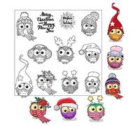 arriettycraft Sellos transparentes de búho de Navidad para hacer tarjetas y diarios, sellos de goma de pájaros para manualidades, álbumes de recortes, sellos de silicona de felicitación de Navidad