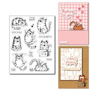 arriettycraft Sellos transparentes de gato lindo para hacer tarjetas y diarios, gatito mascota con palabras de felicitación, sellos de goma para manualidades, álbumes de recortes