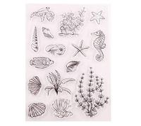 Arriettycraft Sellos transparentes de océano - Concha de mar, estrella de mar, peces, caballo de mar, algas marinas sellos de silicona para hacer tarjetas y decoración