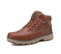 ARRIGO BELLO Botas Hombre Invierno Zapatos de Nieve Botines Cuero Cálido Trekking Boots Antideslizante Marrón 43