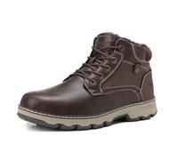 ARRIGO BELLO Botas Hombre Invierno Zapatos de Nieve Botines Cuero Cálido Trekking Boots Antideslizante Marrón Oscuro 46