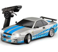 ARRIS LD1899 1:18 RC Driftcar GTR R34 2,4 GHz RWD Mini modelo de vehículo con giroscopio, cuerpo de aleación, coche de carreras para adultos (plata)