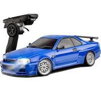 ARRIS LD1899 1:18 RC Driftcar GTR R34 2.4GHz RWD Mini modelo de vehículo con giroscopio, cuerpo de aleación, coche de carreras para adultos, juguete (azul)