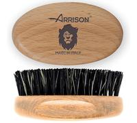 ☆ ARRISON® BEARD ☆ Cepillo para barba para hombre 100% Made in Italy - Mango de madera de haya y cerdas de jabalí reforzadas con nailon - Fabricado íntegramente en Italia por maestros artesanos
