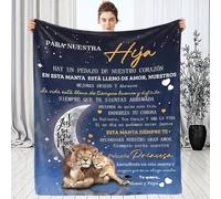 ARRITS Manta para Mi Hija Desde Papá Mamá, Manta Personalizada de Lana Manta Sofa Franela Carta De Mensaje Bendición para, Manta EspañOl Mensajes, Regalos De Cumpleaños Navidad 130X150cm