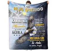 ARRITS Manta Suave para Mi Hijo De Papá, Manta Personalizadas de Mensaje BendicióN EspañOl, Mantas para Cama con Letras Impresas, Manta Sofa Invierno Manta Navidad, Hijo Regalos de Cumpleaños Navidad