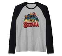 Arriva La Befana Foklore Epifanía Italiana Navidad Italia Camiseta Manga Raglan