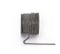 Arrival Colorful Rhinestone Chains Dense Fancy Chain Apparel Sewing Glass Cup With base(Black Diamond,SS6(2mm)-5yards)