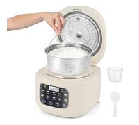 Arrocera 3L eléctrica multifunción Mini arrocera con Vaporera Rice Cooker con Modo Bajo en Azúcar para 3-5 Personas, 10 Funciones de Cocción de arroz, Sin BPA, Mantiene Caliente, Inicio Diferido