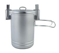 Arrocera de camping con diseño portátil, acero inoxidable, sirve 3, ideal para cocinar sopa y cocinar arroz al vapor al aire libre (sin bolsa de almacenamiento)