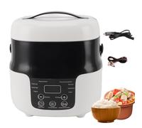 Arrocera para coche, mini arrocera inteligente de 2 litros con revestimiento antiadherente, olla multifunción para cocinar alimentos rápidamente, ideal para 2-4 personas, caravanas y camiones de