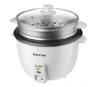 Taurus Rice Chef - Arrocera. 700W. Capacidad 1.8L. Revestimiento antiadherente. Función de cocción y mantenimiento del calor. Accesorio cocción al vapor. Blanco