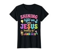Arrojando una luz sobre quién es Jesús Realmente Juan 8:12 Christian Camiseta gráfica económica, Mujer, Negro, XS