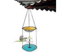 Arroopu Baño para Pájaros - Cascada Artística con Recipiente para Alimento - Fuente con un baño para Aves y alimentador,para Barandilla Pilar Terraza Patio Cortijo Jardín Balcón Petirrojo Gorrión