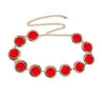 Arroopu Cinturón de cadena rojo para mujer, accesorios de disfraz de anime para cosplay, cinturón de piedra roja para Halloween, carnaval, fiesta de disfraces, baile de máscaras, Año Nuevo, Navidad