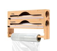 Arroopu Dispensador De Papel De Cocina con Cortador,Organizador De Papel De Aluminio con Portarrollos Y Cortador | Organizador De Cocina De Pared para Albal Y Aluminio