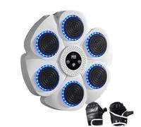 Arroopu Máquina De Boxeo Musical Inteligente Inalámbrico con 9 Modos Y 18 Velocidades, Dispositivo De Boxeo Electrónico Portátil De Pared con Guantes, para Adolescentes y Adultos Blancos