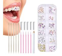 Arrovarp Kit de joyería para dientes, cristales de gemas para dientes - Conjunto de joyería de dientes brillante | Kit de bricolaje para dientes de ajuste firme para principiantes y entusiastas de