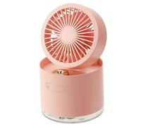 Arrovarp Ventilador humidificador plegable de 11,3 x 12,7 cm, ajustable, 3 velocidades de viento, recargable por USB, pequeños ventiladores de escritorio silenciosos con luz nocturna, ventilador de