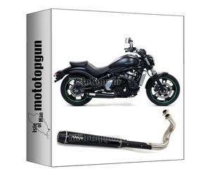 arrow 74505RB + 74003MI tubo de escape completo homologado open rebel aluminio negro fondo carby compatible con kawasaki vulcan s 650 2017 2018 2019 2020 mototopgun