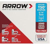 Arrow Fastener 505IP - Grapas T50 resistentes para tapicería, construcción, muebles, manualidades, tamaño de corona de 3/8 pulgadas, longitud de pierna de 5/16 pulgadas, paquete de 5000, fabricadas en