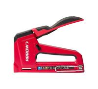 Arrow T50RED2 - Pistola grapadora manual 2 en 1 resistente y clavadora para tapicería, enmarcado, aislamiento, manualidades y muebles, color rojo