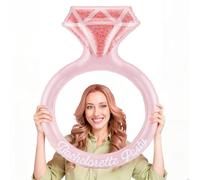 Arrowbash Fondo inflable para fotos de despedida de soltera, anillo de diamante rosa 3D de 30.7 pulgadas, fondo de cabina de fotos para despedida de soltera, compromiso, boda, suministros de fiesta