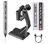 ARROWMAX Mini taladro eléctrico de 5 velocidades con prensa de mesa, 10 brocas pequeñas con caja de aluminio, luces LED, pantalla OLED, juego de brocas de resina para hacer joyas, plástico, madera