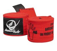 ArrowWay Vendajes Instructivos para Manos con Direcciones Impresas para Boxeo & MMA - 142" Elástico Meister - Rojo