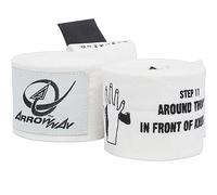 ArrowWay Vendajes Instructivos para Manos con Direcciones Impresas para Boxeo & MMA - 142" Elástico Meister - Blanco
