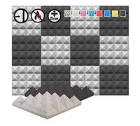 Arrowzoom 12 Paneles acustico absorción sonido Pirámide 25x25x5cm Espuma acústica aislamiento acustico estudio de grabación Casas Estudios Azulejos Incombustibles Insonorizados Negro Gris