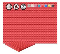 Arrowzoom 12 Panels acustico absorción sonido Pirámide 50x50x5cm Espuma acústica aislamiento acustico estudio de grabación Casas Estudios Azulejos Incombustibles Insonorizados AZ1034 ROJO