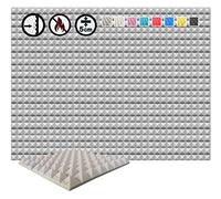 Arrowzoom 12 Panels acustico absorción sonido Pirámide 50x50x5cm Espuma acústica aislamiento acustico estudio de grabación Casas Estudios Azulejos Incombustibles Insonorizados AZ1034 GRIS
