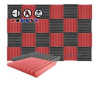 Arrowzoom 24 Piezas Acustico Absorción Sonido Wedge Cuña 50x50x5cm Espuma Acústica Aislamiento Acustico Estudio de Grabación Casas Estudios Azulejos Incombustibles Insonorizados AZ1134 NEGRO & ROJO