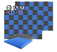 Arrowzoom 96 Piezas Acustico Absorción Sonido Wedge Cuña 50x50x5cm Espuma Acústica Aislamiento Acustico Estudio de Grabación Casas Estudios Azulejos Incombustibles Insonorizados AZ1134 NEGRO & AZUL