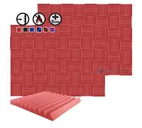 Arrowzoom 96 Piezas Panels Acustico Absorción Sonido Wedge Cuña 50x50x5cm Espuma Acústica Aislamiento Acustico Estudio de Grabación Casas Estudios Azulejos Incombustibles Insonorizados AZ1134 ROJO