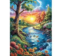 Arroyo al Amanecer Rompecabezas 1000 Piezas Cartón Grueso para Coleccionistas Animales y Plantas fantásticos Noches De Cita Mejora Concentración Ocio En Casa Regalo Reyes Magos 1000 PCS