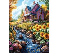 Arroyo de Girasoles Rompecabezas 300 Piezas Cartón Grueso para Parejas Cuentos de Hadas de Animales y Plantas Desarrollo Habilidades Pieza Decorativa Casa Pack Completo Regalo Cumpleaños 300 PCS