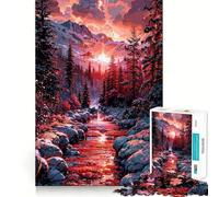 Arroyo de montaña al Atardecer, Rompecabezas de 1000 Piezas para Adultos, Regalos, Mejora de la Memoria, Tiempo Libre, Arte de Pared con Corte preciso (50x75cm)
