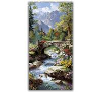 Arroyo Diamond Painting Adultos Grande XXL 70x140cm Kit Completo, 5D DIY Pintura de Diamante Full con Diamantes Redondos, Decoración Pared Salón, Renovación Hogar Primavera, Arte Mural, Montaña Y1-979