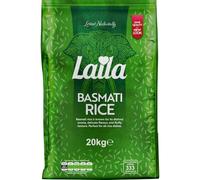Arroz Laila Basmati 20 kg - Arroz Basmati Premium de Pakistán, aromático y de fácil digestión, ideal para cualquier ocasión, sin gluten, acompañamiento perfecto para tus platos