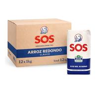 Arroz SOS Redondo, Arroz blanco, arroz de grano redondo, Arroceros desde 1903, Tiempo de cocción 13 minutos, el arroz que tienes de toda la vida en tu casa, Contiene 12 unidades de 1 Kg