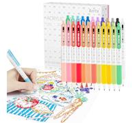 Arrtx Bolígrafos retráctiles de gel acrílico, 24 colores de punta redonda fina de 0.7 mm, agarre suave, flujo de tinta directo, impermeables, opacos para tomar notas, dibujar, diario, tarjetas y
