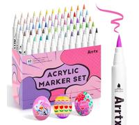 Arrtx Rotuladores acrílicos para piedras resistentes al agua, 60 colores, punta de pincel, lápices acrílicos para bricolaje, pintura de rocas, piedras resistentes al agua, cerámica, vidrio, madera