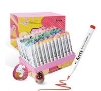 Arrtx Rotuladores de pintura acrílica de 120 colores, marcadores de pintura para artistas y adultos, dibujos animados, cómic, punta de pincel para pintura de roca, madera, lienzo, manualidades