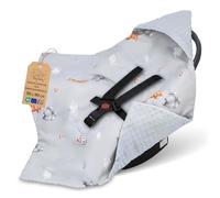 Arrullo para silla de coche y silla de paseo - suave manta Minky bebé reversible con capucha para recién nacido - uso Todo el año fuera de casa 90×90 cm Ositos de peluche Oeko-Tex