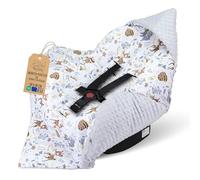 Arrullo para silla de coche y silla de paseo - suave manta Minky bebé reversible con capucha para recién nacido - uso Invierno fuera de casa 90×90 cm Ciervo Gris Claro Oeko-Tex